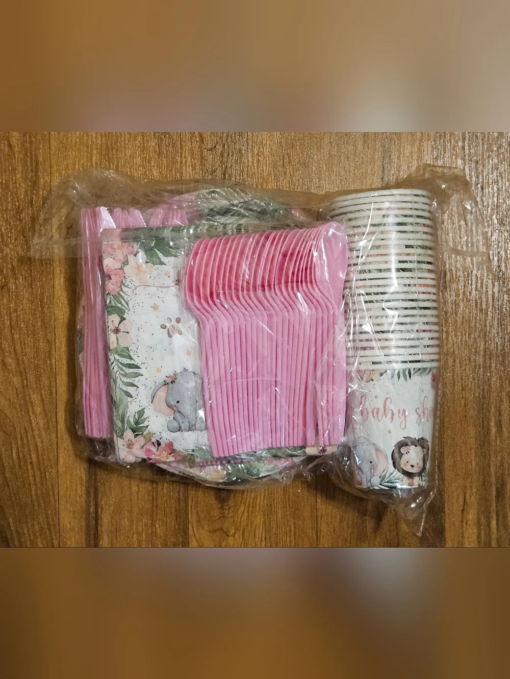 Pink Safari Baby Shower Party Tableware Set